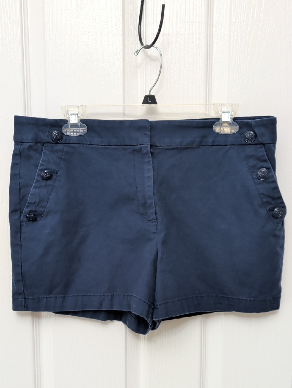 LOFT Riviera Shorts Size 12 Navy Nautical Sailor Button Coastal Preppy